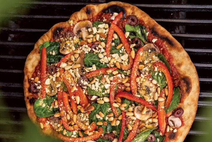 Grilled Pizza with Cashew Parmesan